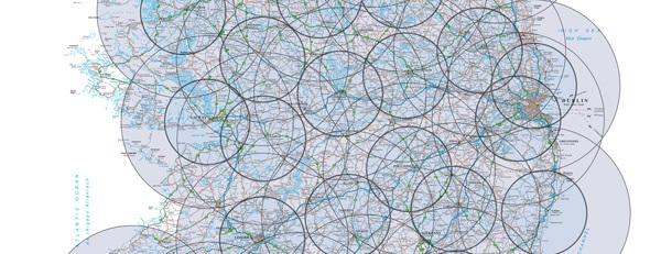 Section of Ireland's GPS radius map